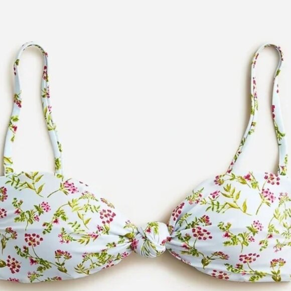 J. Crew cloud meadow blue floral Knot bandeau bikini top - Picture 1 of 9
